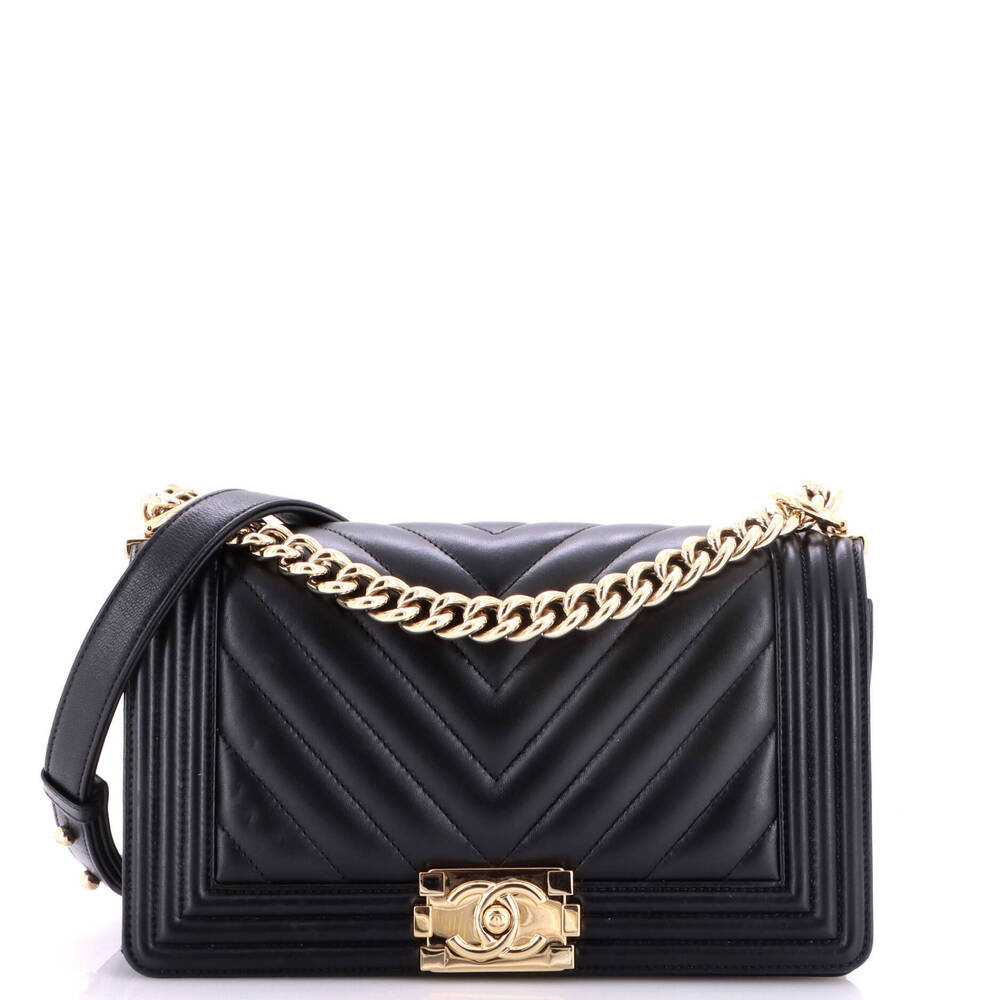 Chanel Old Medium Boy Flap Bag Chevron Lambskin